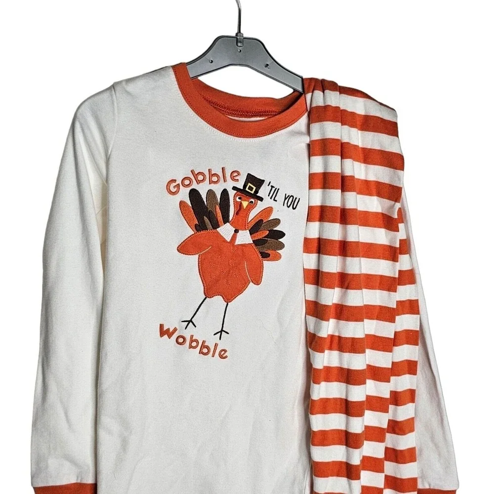 Gymboree‎ White & Orange Gobble Turkey Pajama Set size 10 NWT Thanksgiving